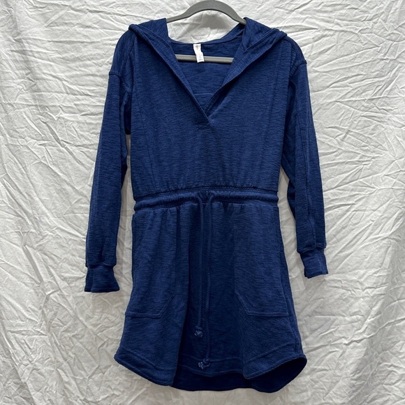Anthropologie Daily Practice Afterglow Hooded Mini Dress Navy Size XS - Picture 3 of 8